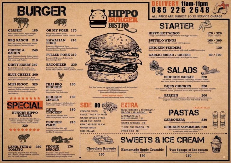 Burger Bistro Menu With Updated Prices in South Africa