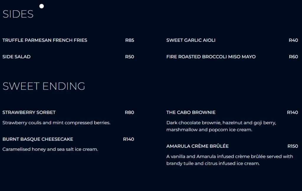 Cabo Beach Club Menu SIDES