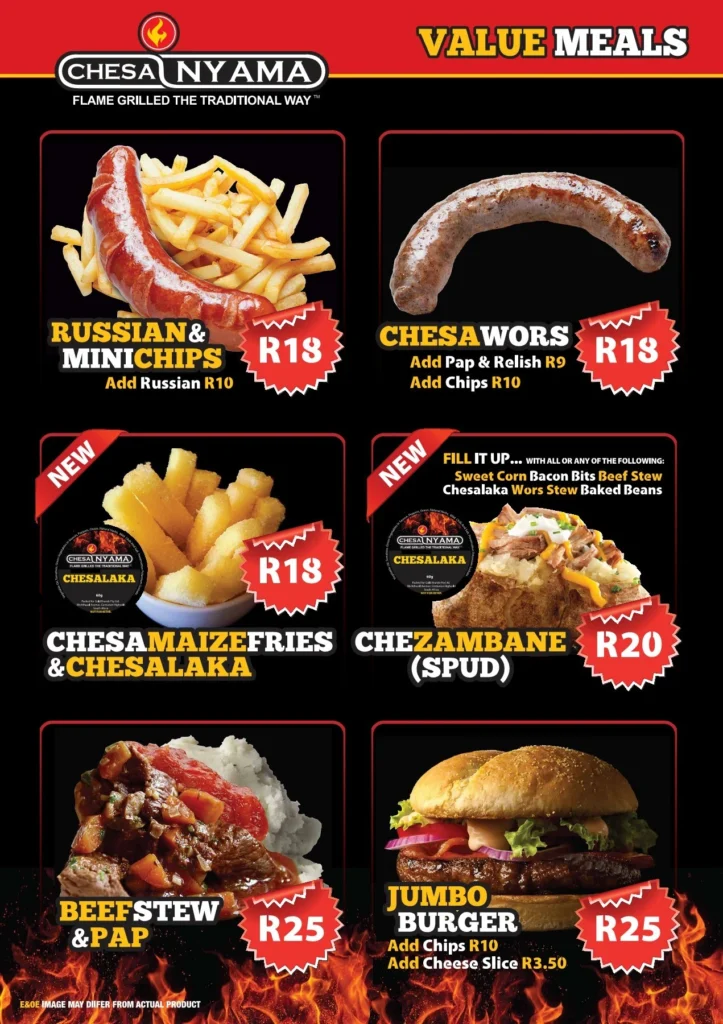 Chesa Nyama Menu South Africa Family Meals