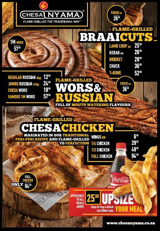 Chesa Nyama Menu South Africa  Meat Braaicuts