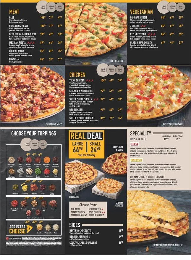 Debonairs Pizza Menu