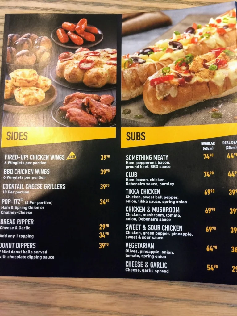 Debonairs Pizza Perfect Menu