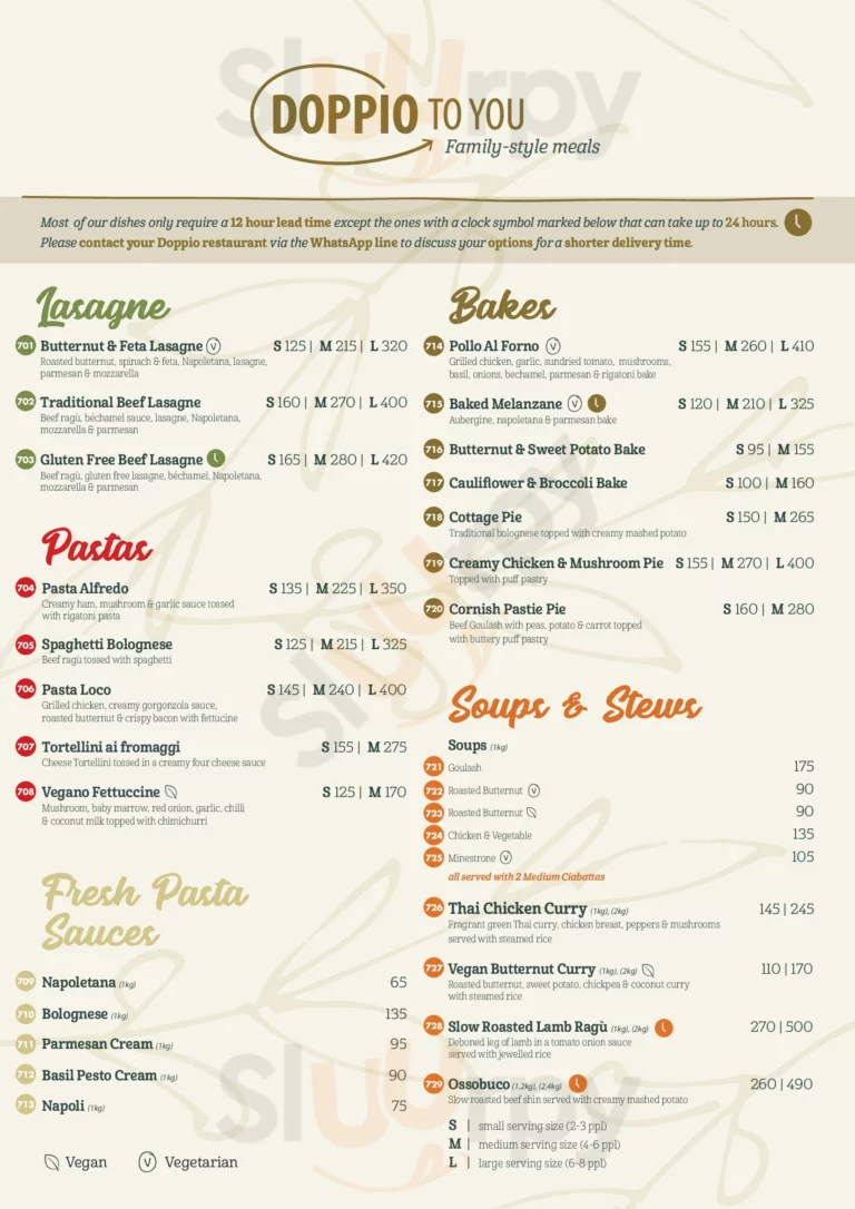 Doppio Zero Menu South Africa