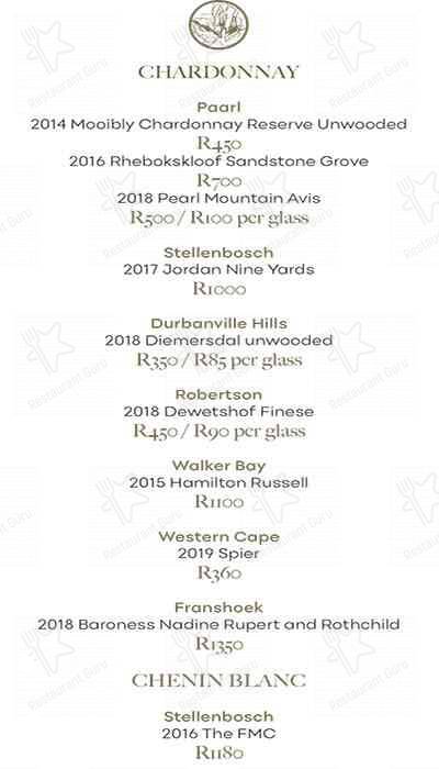 Ethos Restaurant South Africa SELECTED CUTS