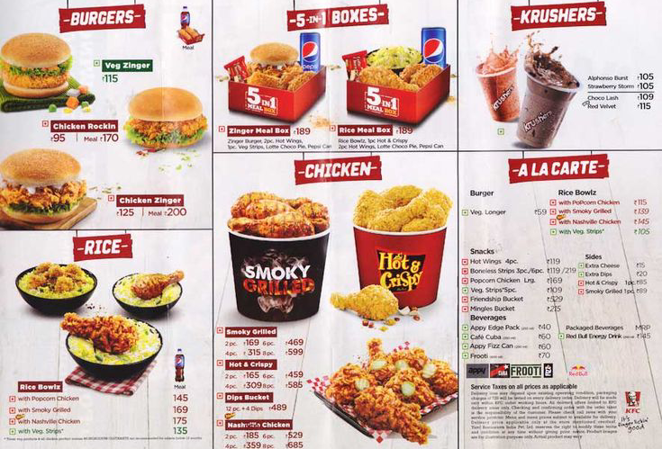 KFC Menu With Updated Prices in South Africa