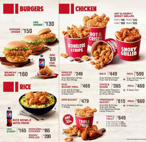 KFC Promotions Menu