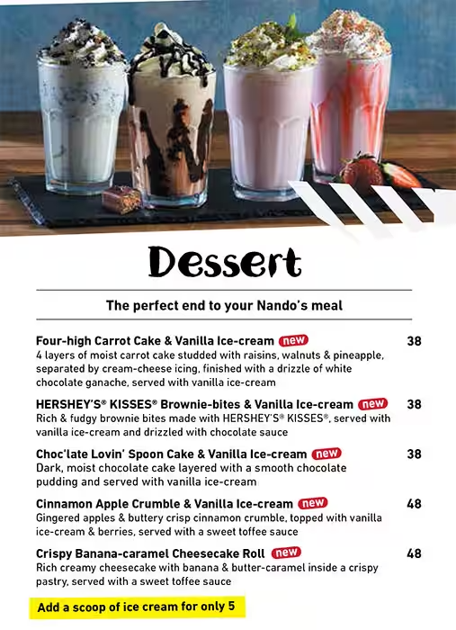 Nandos Dessert Menu