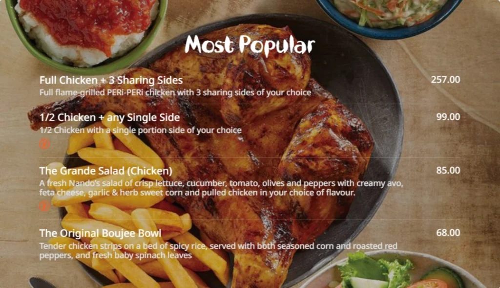 Nandos Menu Specials