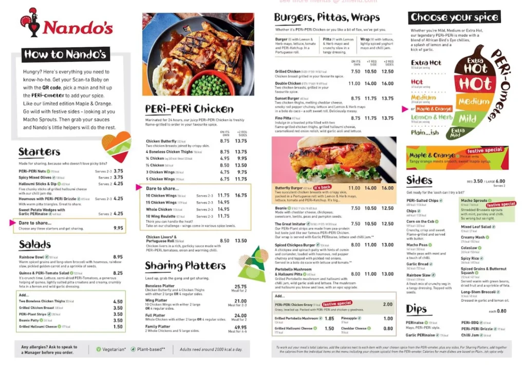 Nandos Vegan Menu