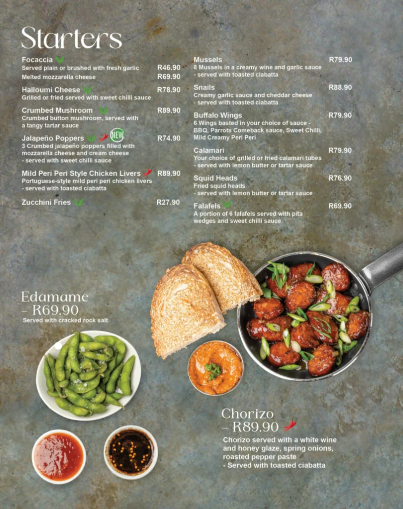 Parrot Restaurant Menu