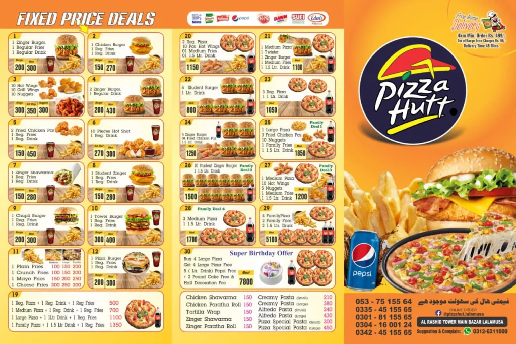 Pizza Hut Shawarma Menu