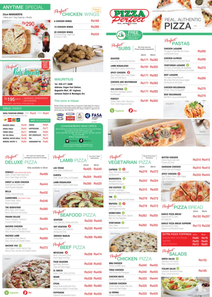 Pizza Perfect Menu Pastas