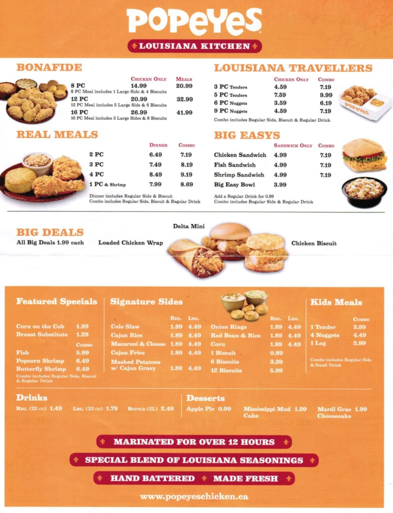 Popeyes Menu South Africa Wrap Combos