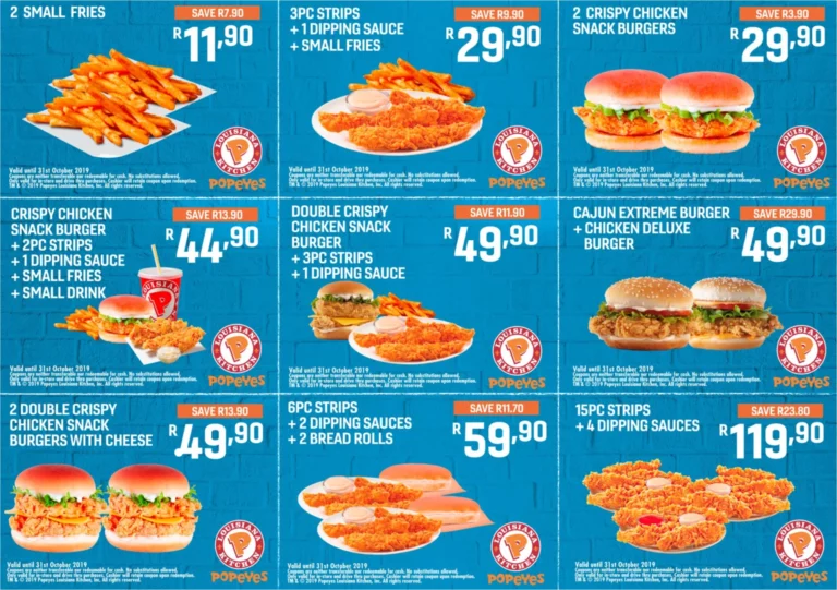 Popeyes Menu With Updated Prices in South Africa