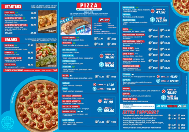 Romans Pizza Menu South Africa