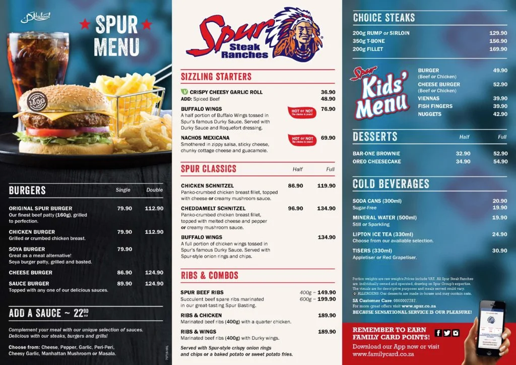 Spur Breakfast Menu With Updated Prices in South Africa