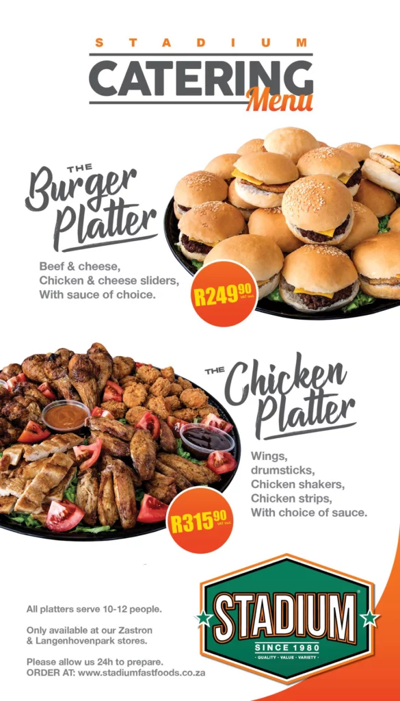 Stadium Fast Food Menu With Updated Prices in South Africa 