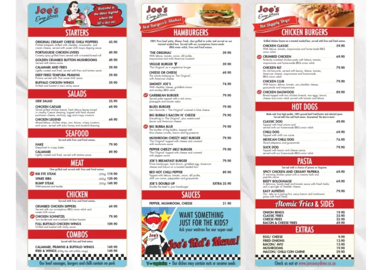 joe Cools Menu With Updated Prices in South Africa