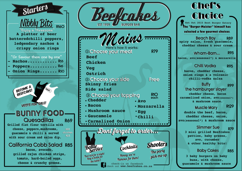 Beefcakes Menu With Updated Prices in South Africa