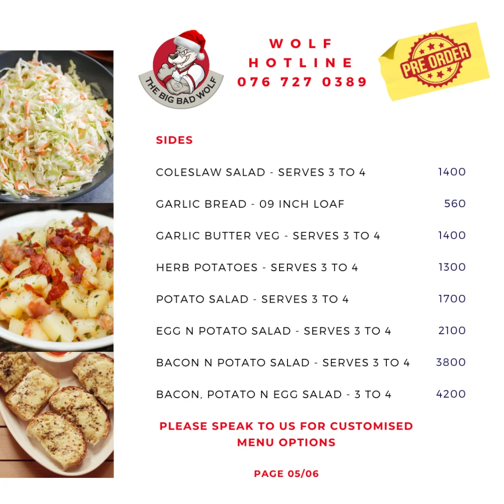 Big Bad Wolf Menu South Africa SPECIALTIES