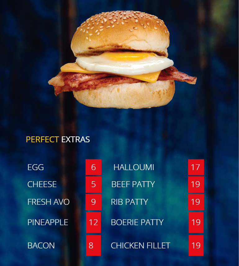 Burger Perfect Menu South Africa Extras