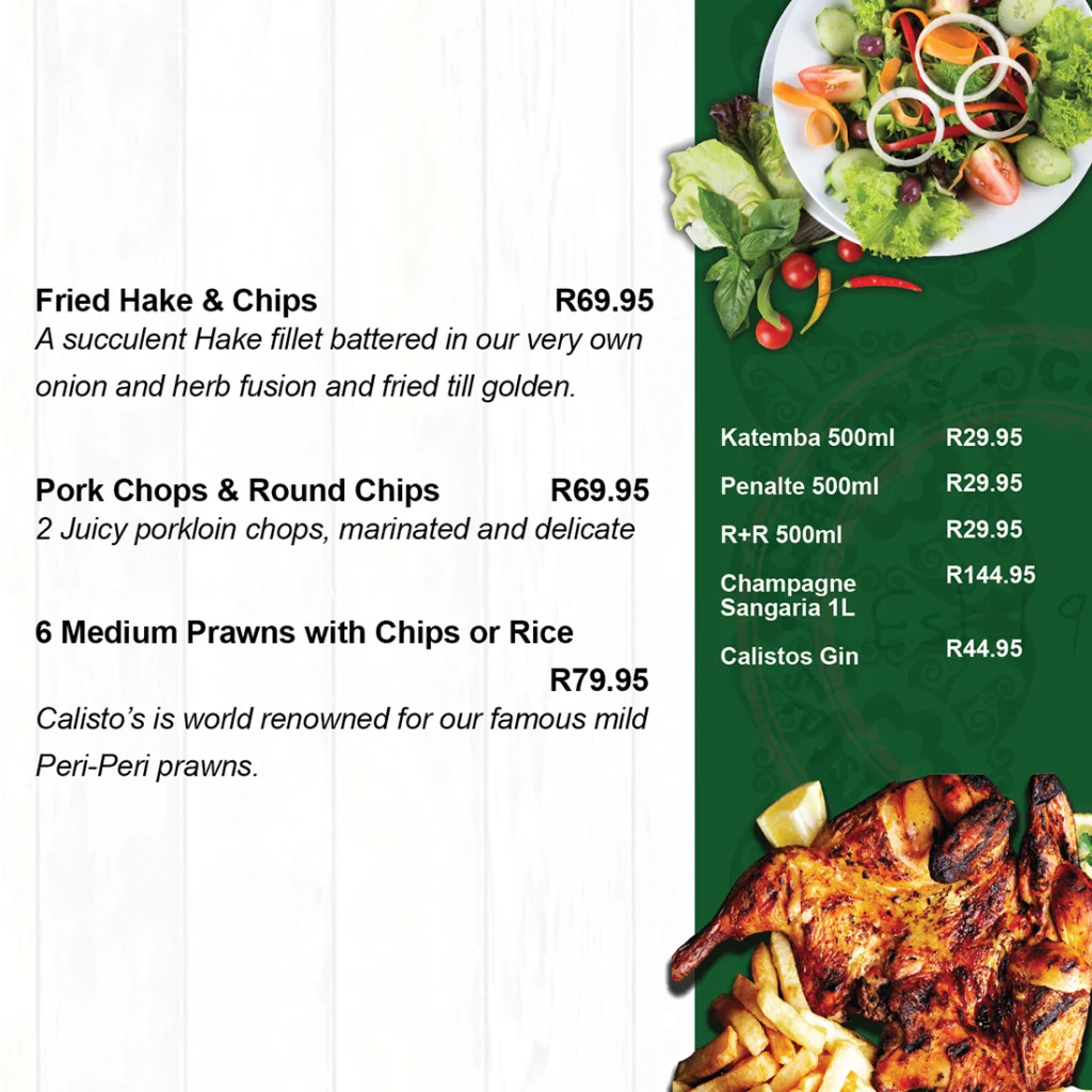 Calistos Menu South Africa The Deli