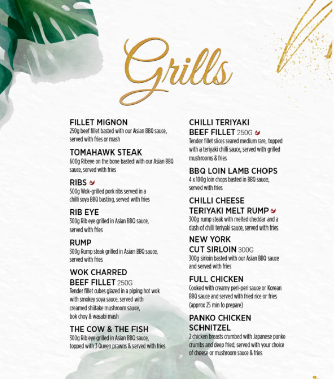 Cowfish Menu South Africa Grills