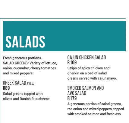 Doodles Menu South Africa SALADS