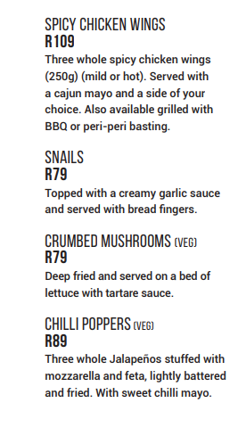 Doodles Menu South Africa STARTERS