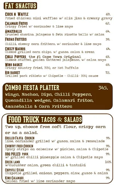 Fat Cactus Menu South Africa Quesadillas