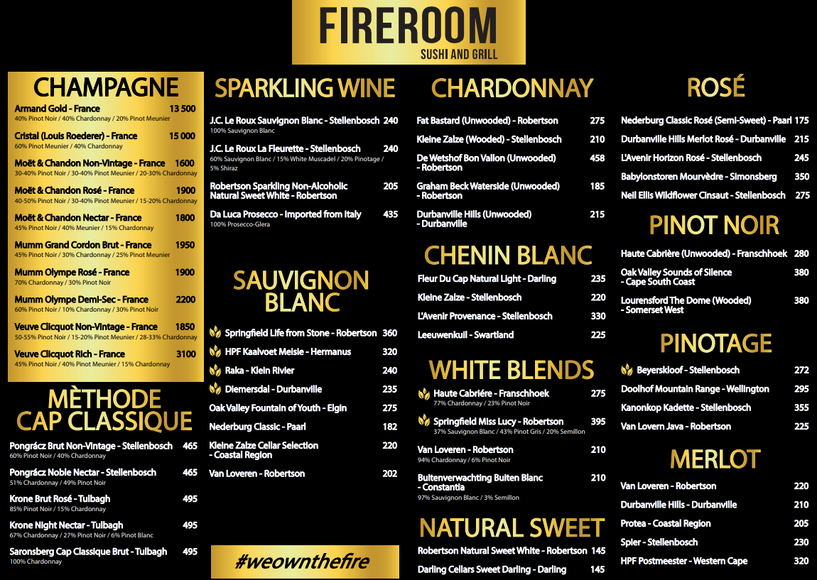 Fireroom Bedfordview South Africa CHAMPAGNE