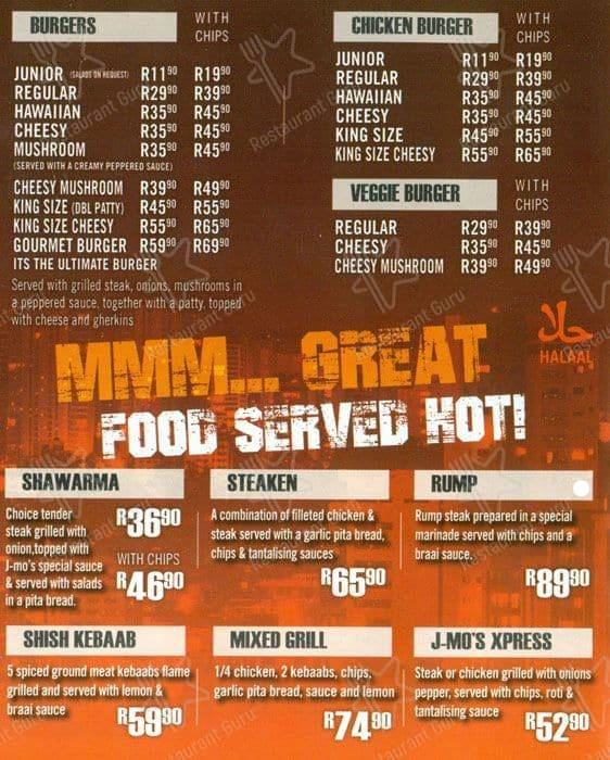 Jmos Westwood Menu South Africa Combos