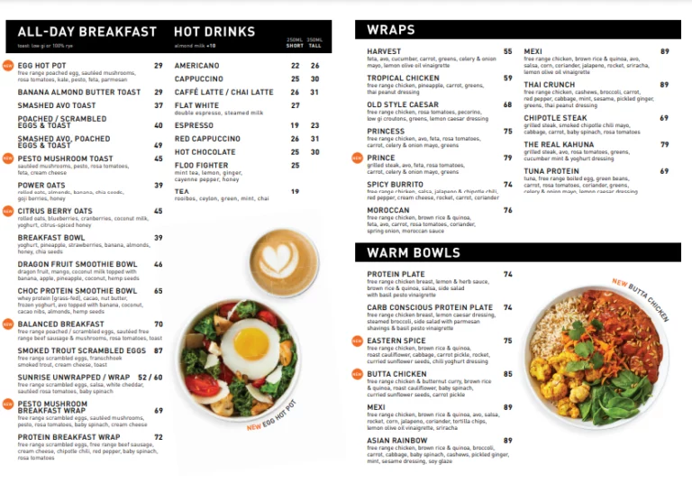 Kauai Menu With Updated Prices in South Africa