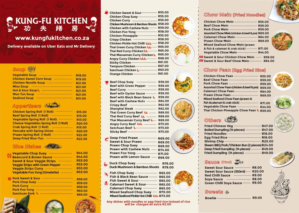 Kung Fu Kitchen Main Dishes Menu