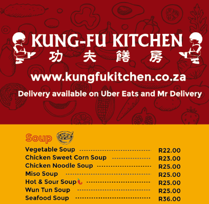 Kung Fu Kitchen Soups Menu