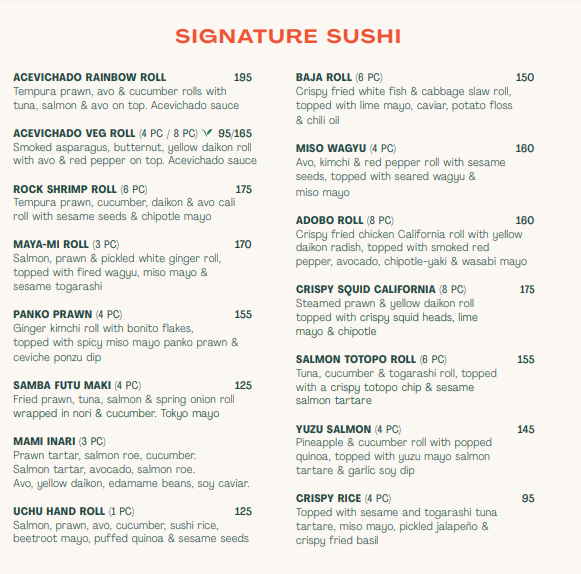 Mamasamba Menu South Africa SAMBA SUSHI