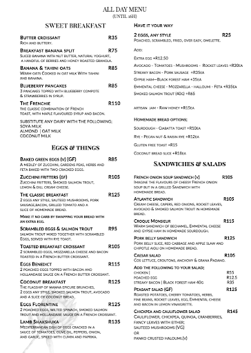 Manna Epicure Menu South Africa Breakfast