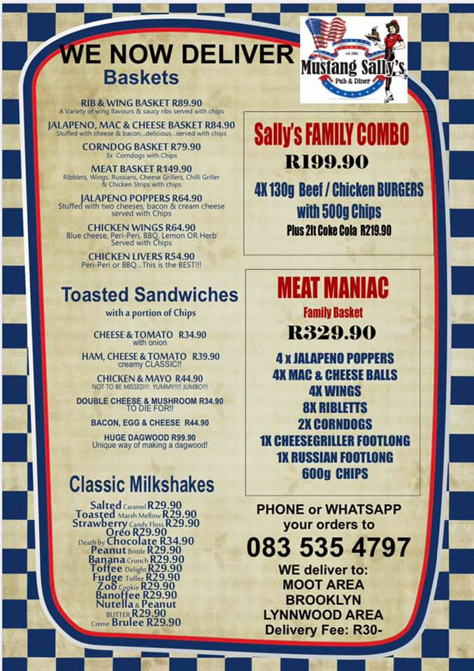 Mustang Sally’s Menu