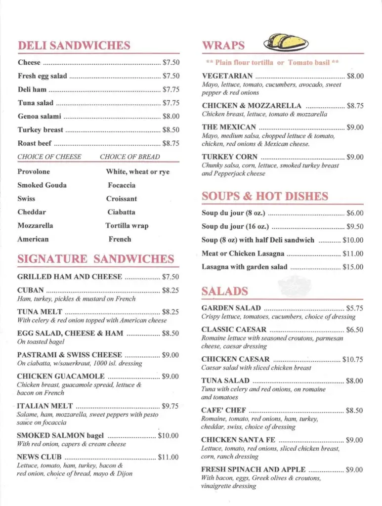 News Cafe Boksburg Menu South Africa Price DESIGNER BENEDICT’S