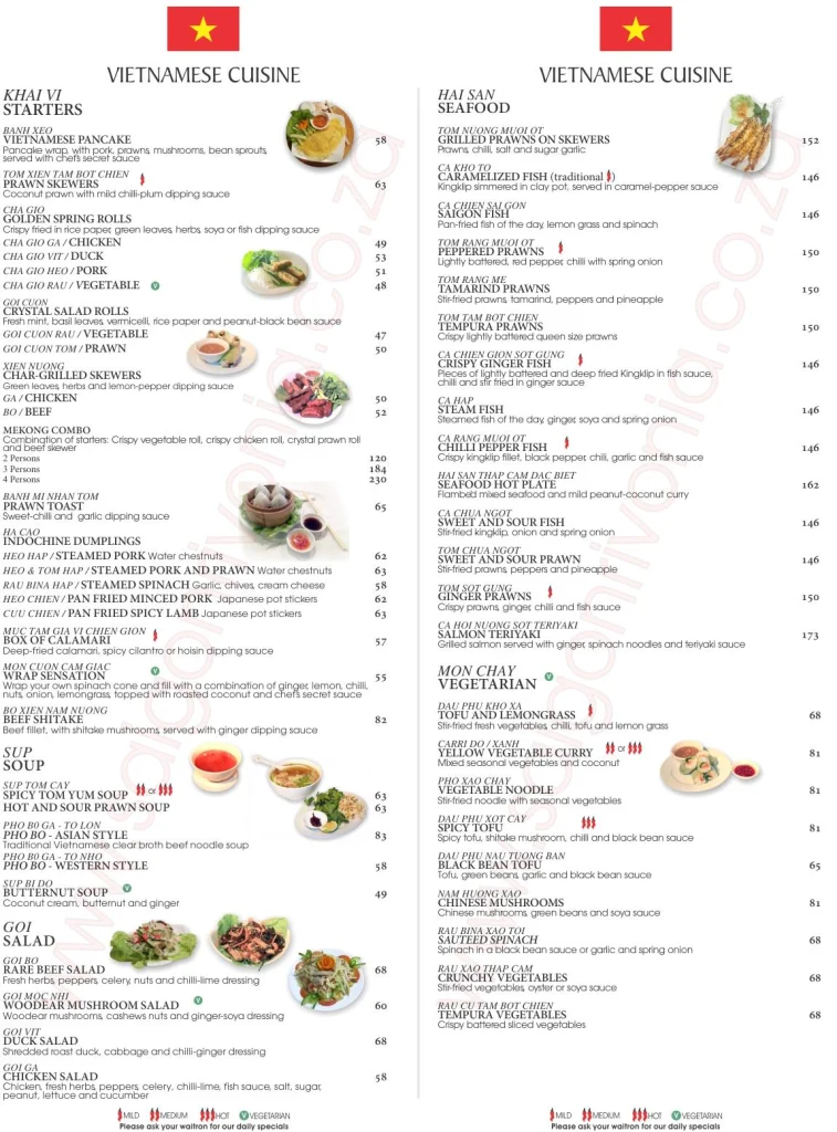 Saigon Rivonia Menu South Africa Rice and Noodles