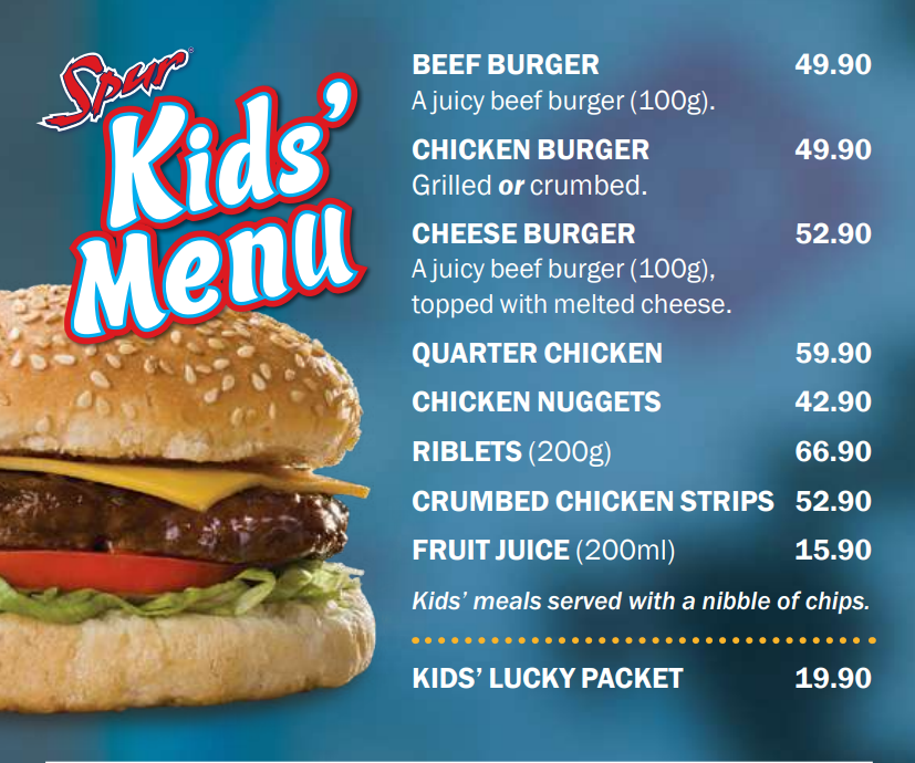 Spur Menu South Africa Kids Menu