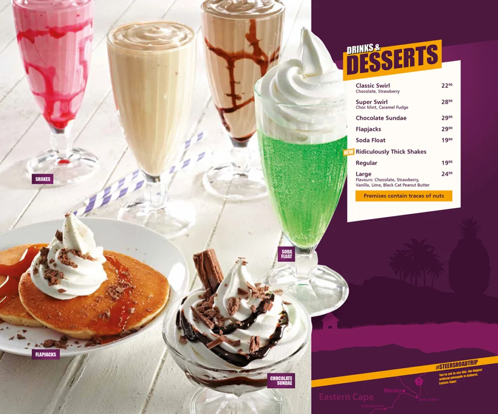 Steers Menu Dessert