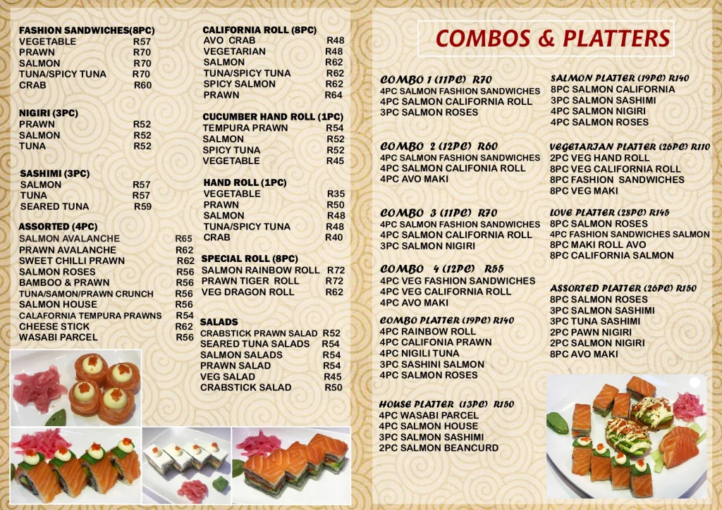 Tommys Sushi Menu