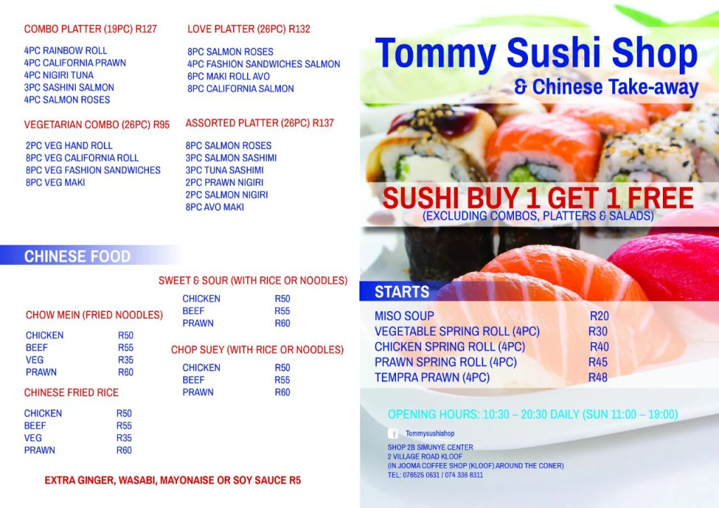 Tommy's Sushi Menu Prices 2025: SA's Latest Update