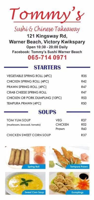 Tommys Sushi Menu South Africa Combos & Platters