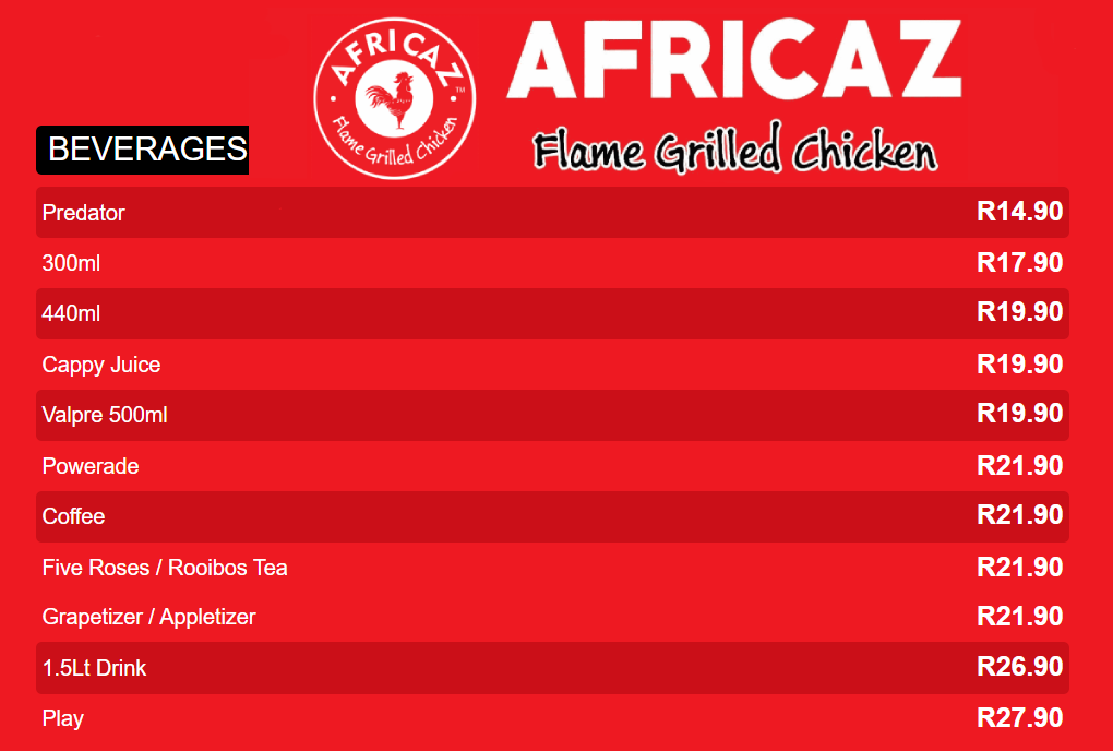 Africaz Menu Beverages