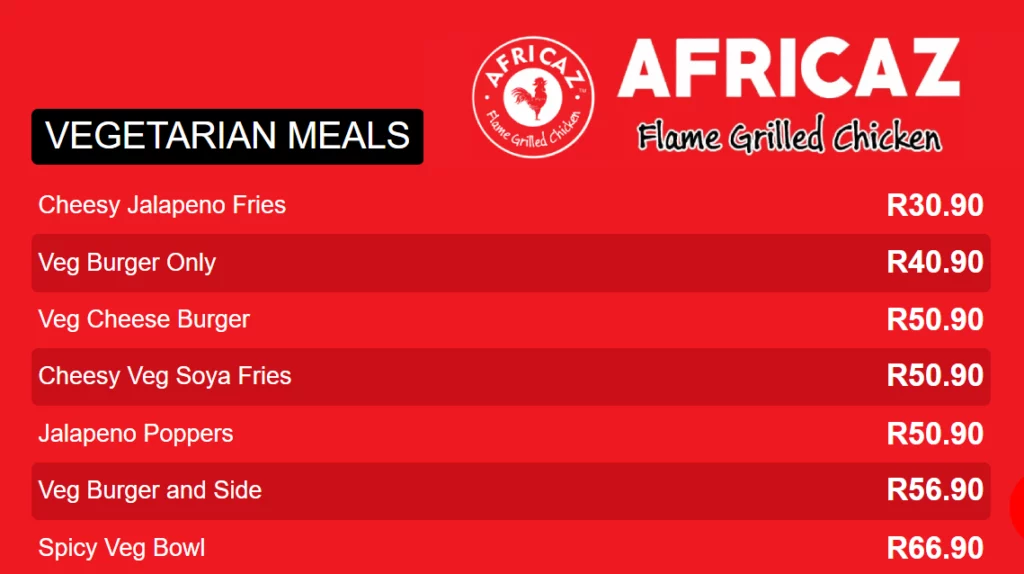 Africaz Menu Vegetarian Meals