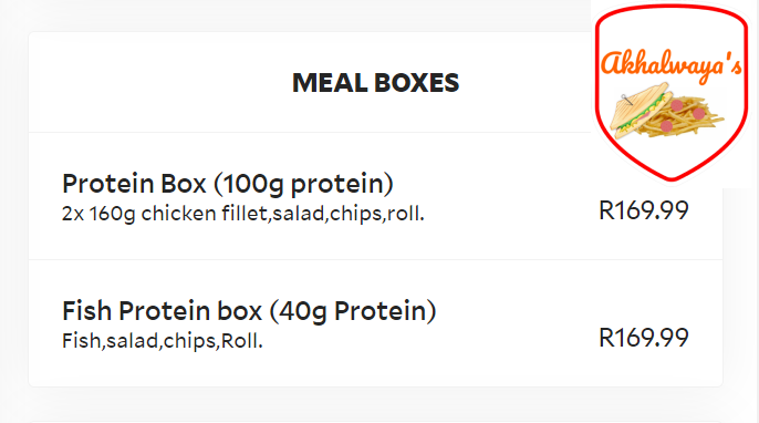 Akhalwaya’s Robertsham Menu Meal Boxes