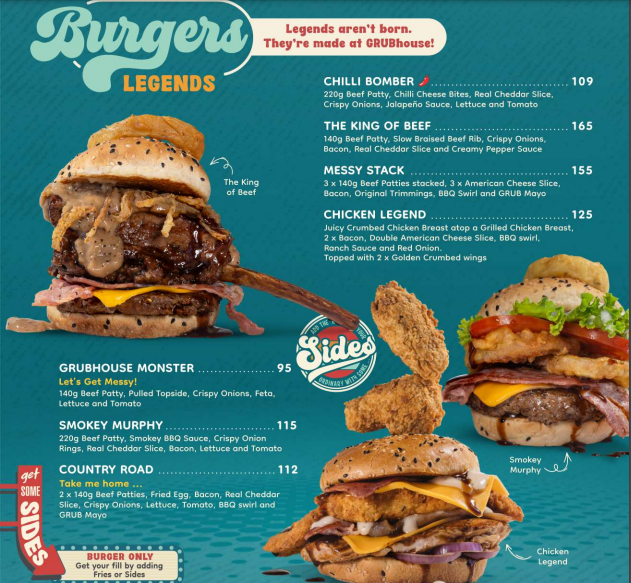 Grubhouse Burgers Menu 