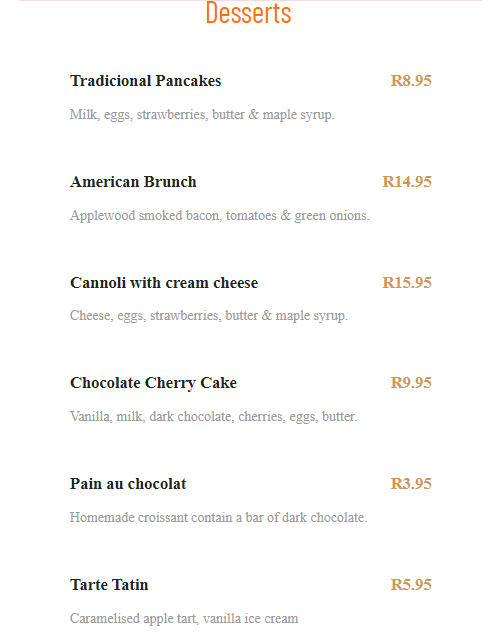 Grubhouse Desserts Menu 